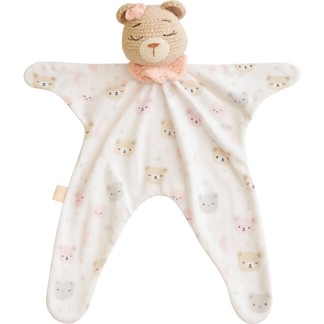 Handmade Teddy Lovey, Crocheted Comfort Blanket in Soft Cotton