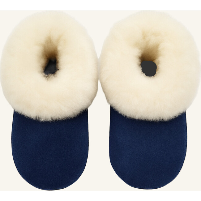 Alpaca Fur Baby and Kids Booties Slippers, Midnight Blue