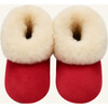 Alpaca Fur Baby and Kids Booties Slippers, Crimson Berry - Slippers - 1 - thumbnail