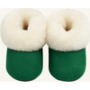Alpaca Fur Baby and Kids Booties Slippers, Emerald Green - Slippers - 1 - thumbnail
