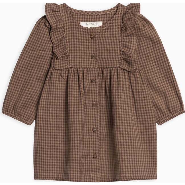 Rya Flannel Ruffle Dress Chestnut Plaid