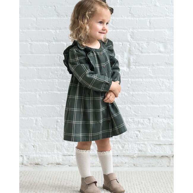Rya Flannel Ruffle Dress Chestnut Plaid - Dresses - 3