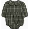 Aven Flannel Bubble Collared Romper Pine Plaid - Rompers - 1 - thumbnail