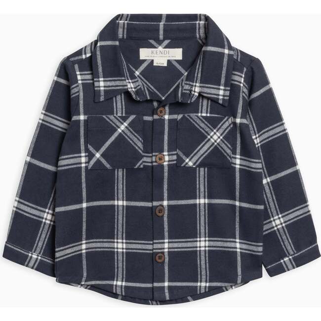 Lev Flannel Long Sleeve Collared Button Down Shirt Navy Plaid