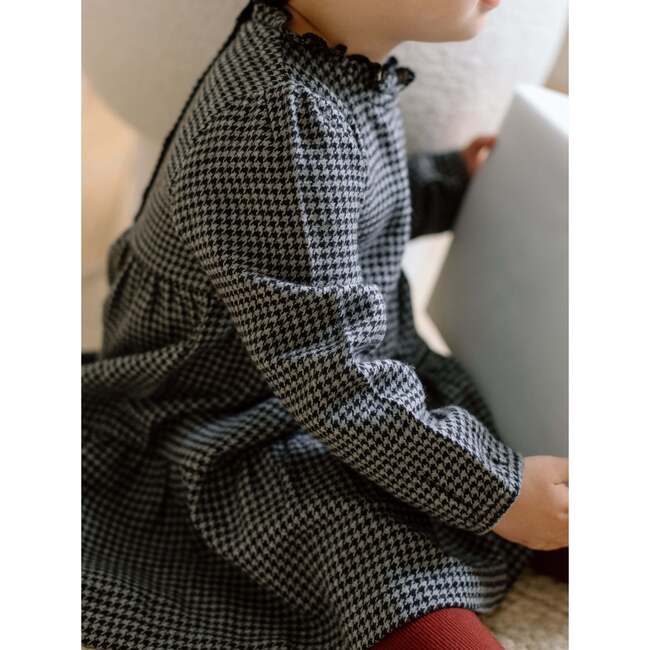 Neela Flannel Ruffle Neckline Long Sleeve Dress Navy Plaid - Dresses - 3