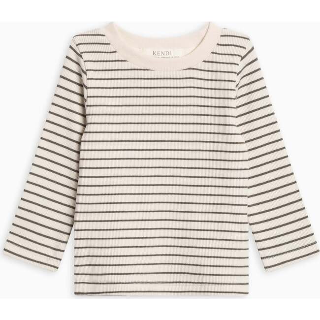 Rory Ribbed Long Sleeve Top Olive Stripe