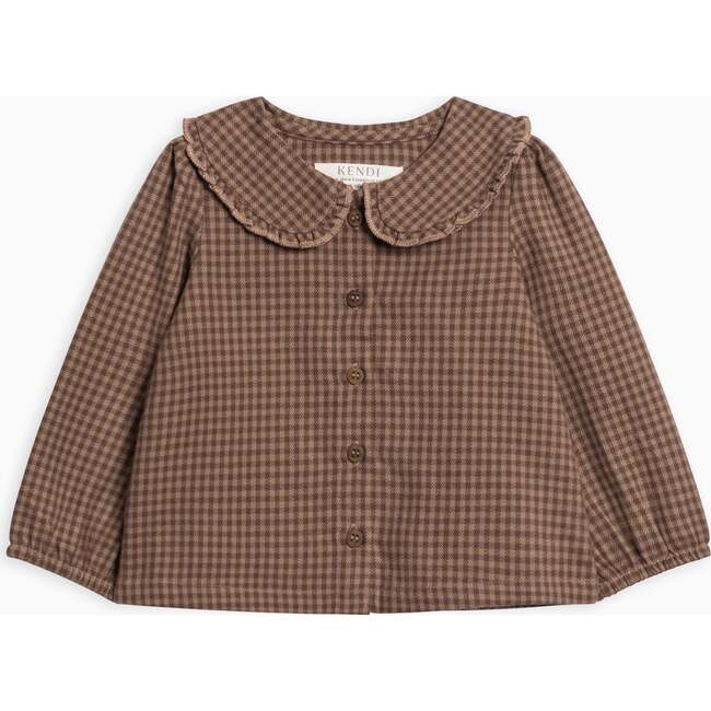 Yael Flannel Ruffle Collared Shirt Chestnut Plaid