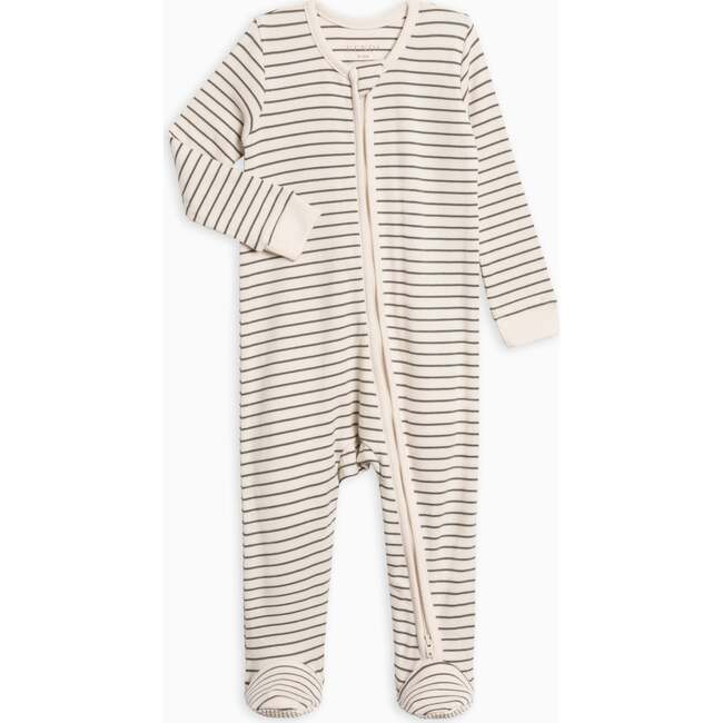 Kit Ribbed Zipper Sleeper Olive Stripe