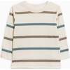 Turk Long Sleeve Crew Max Stripe / Teal + Taupe - T-Shirts - 1 - thumbnail