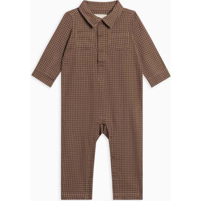 Bohdi Flannel Collared Romper Chestnut Plaid