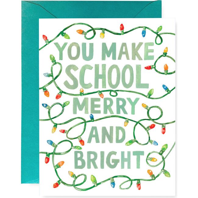 Set of 3 Merry & Bright Teacher Holiday Card