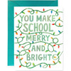 Set of 3 Merry & Bright Teacher Holiday Card - Greeting Cards - 1 - thumbnail