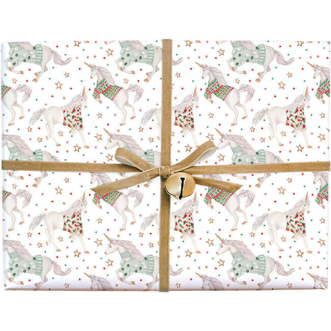 Holiday Unicorn Magic Gift Wrap, White - Gift Wraps - 1