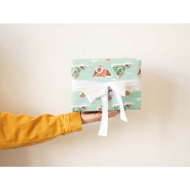Lana's Shop X Maisonette Holiday Walrus Gift Wrap, Green - Gift Wraps - 5