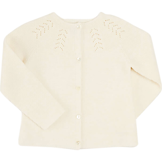 Openwork Button Cardigan, Cream