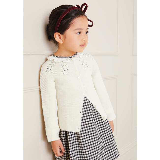 Openwork Button Cardigan, Cream