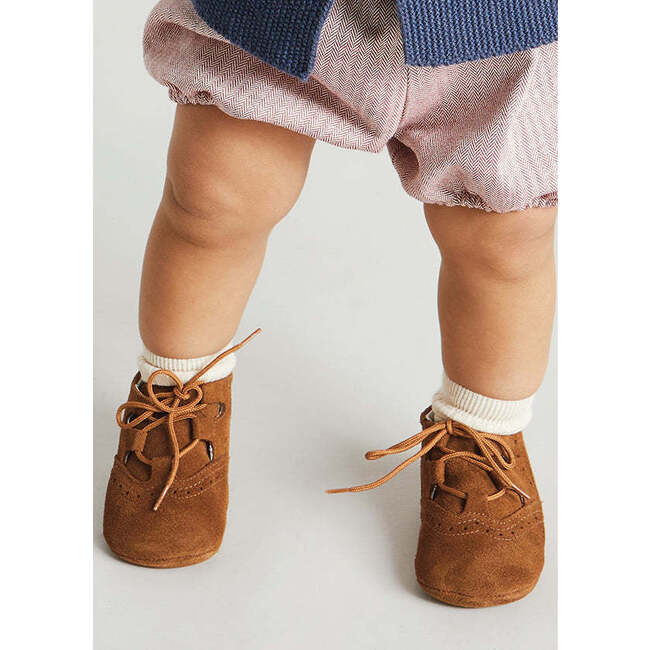Baby Oxford Suede Pram Booties, Brown