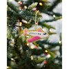 Needlepoint Icon Ornament  - Airplane, Yellow Pink, White - Ornaments - 4