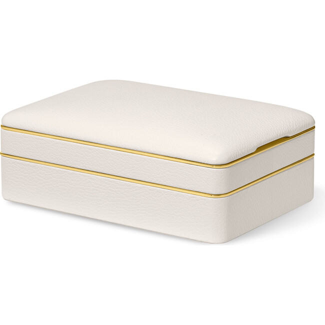 Piero Leather Small Stacked Jewelry Box, Shadow White
