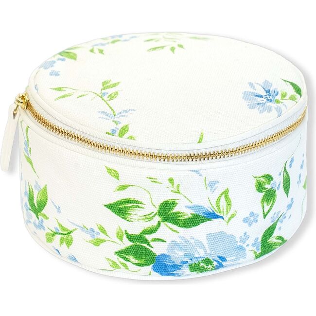 D. Porthault pour AERIN Large Round Jewlery Case, Fleurs du Vent