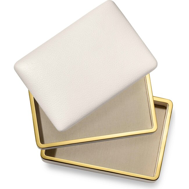 Piero Leather Small Stacked Jewelry Box, Shadow White - Jewelry Boxes - 3
