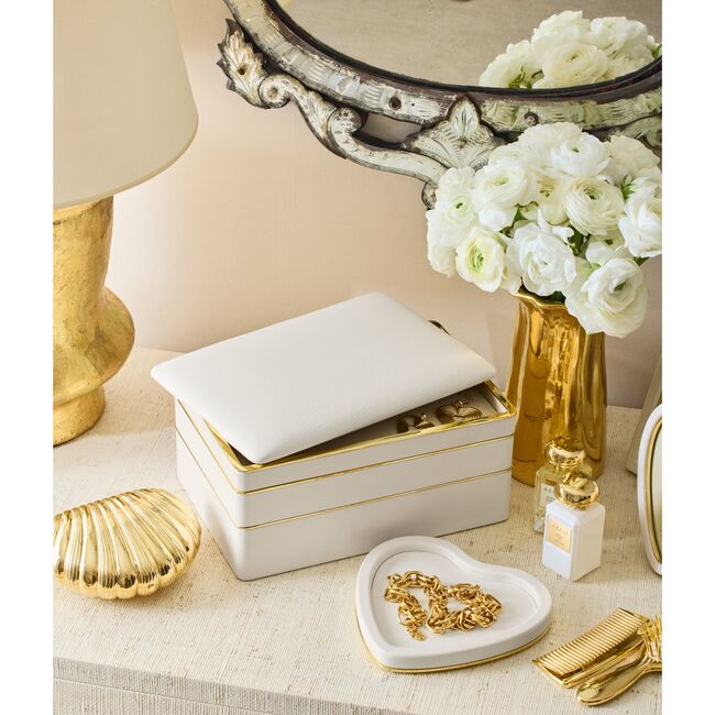 Piero Leather Heart Tray, Shadow White - Accents - 3