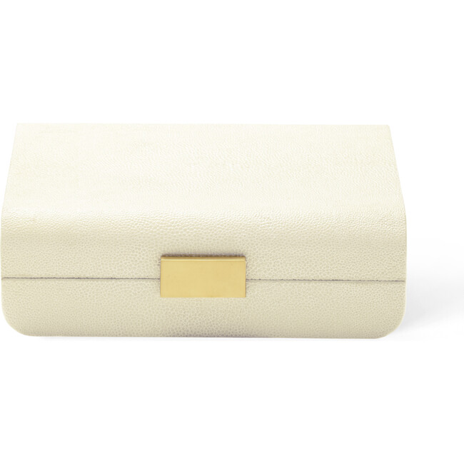 Modern Shagreen Small Jewelry Box, Cream