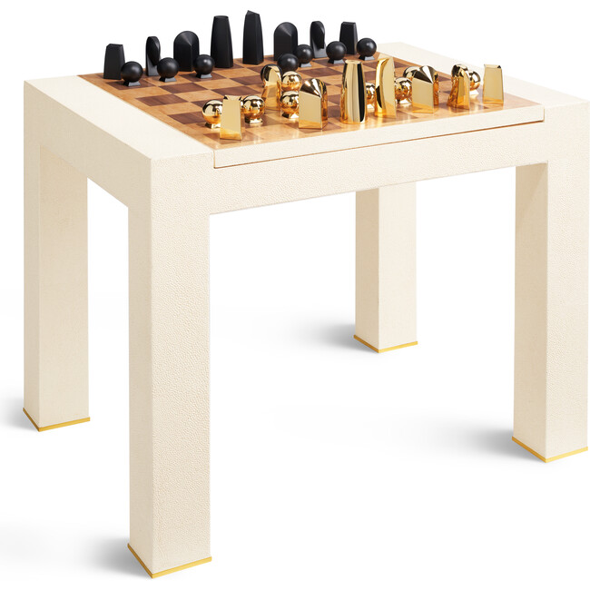 Shagreen Chess Side Table, Cream