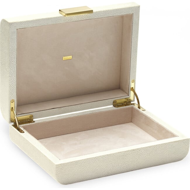 Modern Shagreen Small Jewelry Box, Cream - Jewelry Boxes - 2