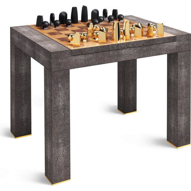 Shagreen Chess Side Table, Chocolate