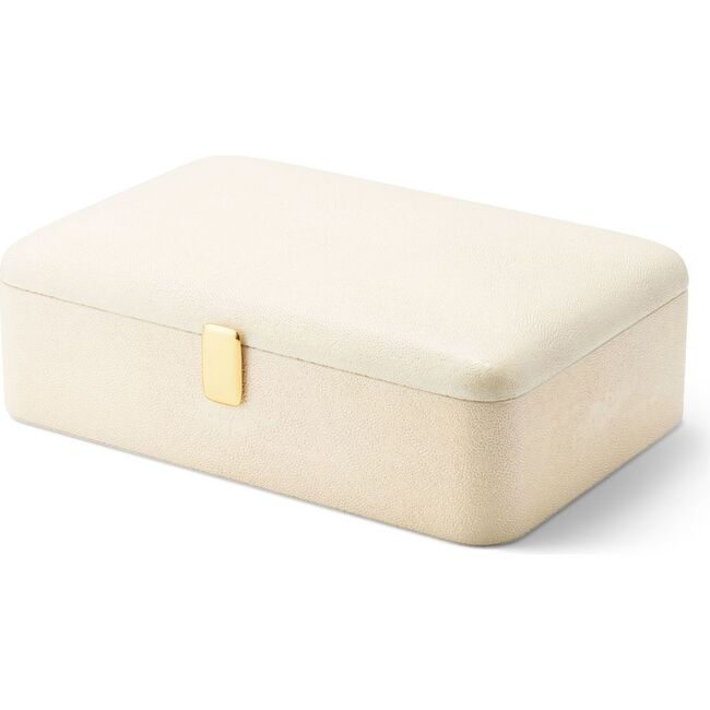 Abella Shagreen Small Jewelry Box, Cream