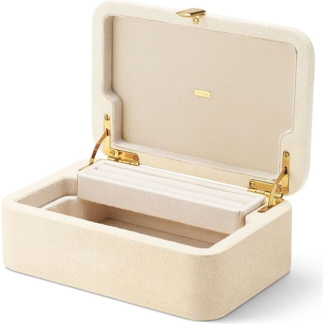 Abella Shagreen Small Jewelry Box, Cream - Jewelry Boxes - 2