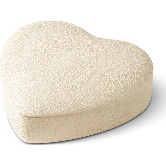 Shagreen Heart Jewelry Box, Cream