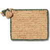 Large Raffia Pouch with Border, Sage - Bags - 1 - thumbnail