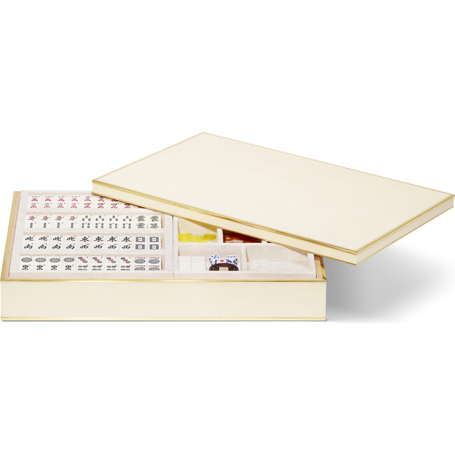 Luxe Shagreen Mahjong Set w/ Pieces, Cream