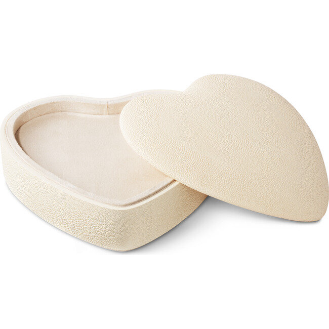 Shagreen Heart Jewelry Box, Cream - Jewelry Boxes - 2