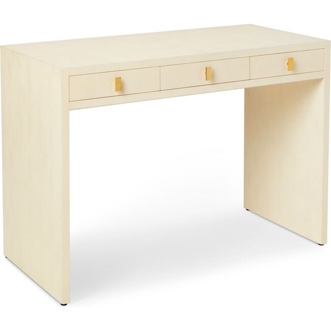 Shagreen Vanity Table and Stool Set, Cream - Accent Tables - 3