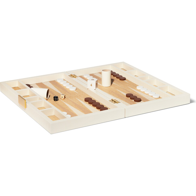 Lacquer Raffia Backgammon Set, Cream