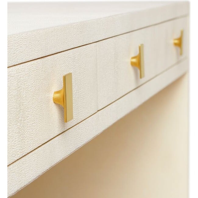 Shagreen Vanity Table and Stool Set, Cream - Accent Tables - 4