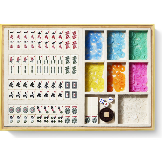 Luxe Shagreen Mahjong Set w/ Pieces, Cream - Board Games - 2