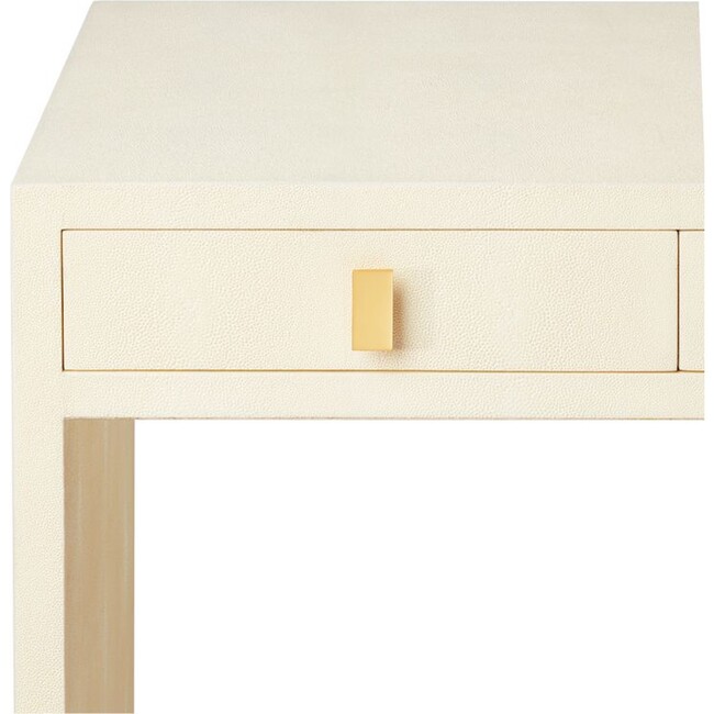 Shagreen Vanity Table and Stool Set, Cream - Accent Tables - 5