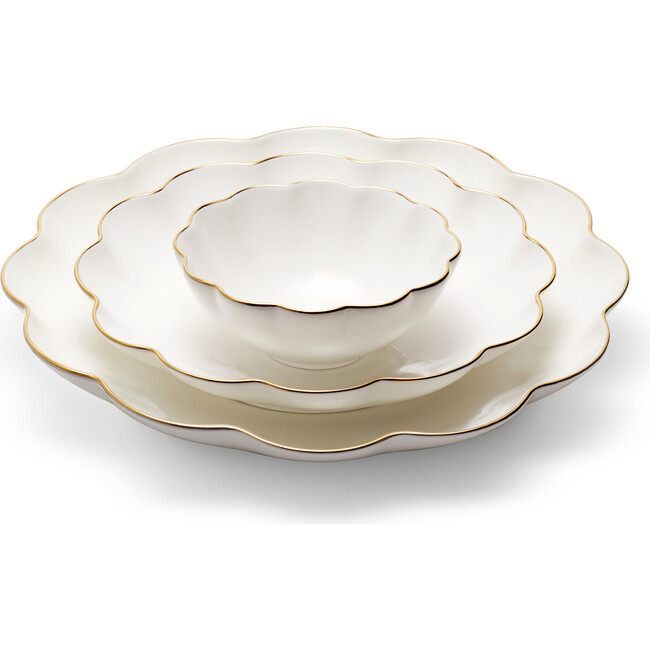 Scalloped Nesting Serving Dishes S/3, Cream