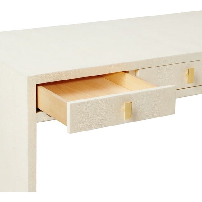 Shagreen Vanity Table and Stool Set, Cream - Accent Tables - 6