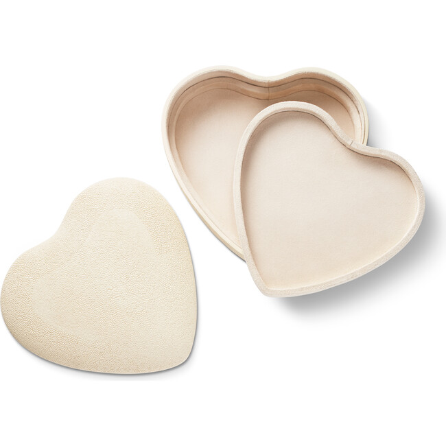Shagreen Heart Jewelry Box, Cream - Jewelry Boxes - 3
