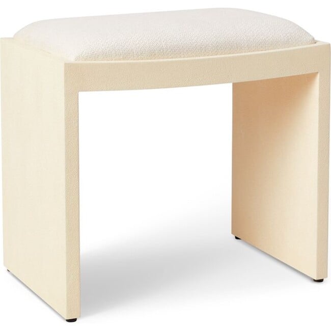 Shagreen Vanity Table and Stool Set, Cream - Accent Tables - 7
