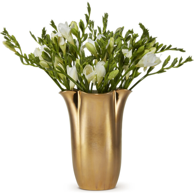Gilded Clover Tall Vase, Gold - Vases - 2
