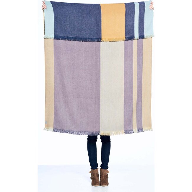 Reversible Alpaca Throw Blanket, Indigo Gold