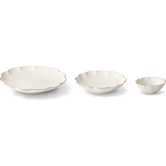 Scalloped Nesting Serving Dishes S/3, Cream - Tableware - 5