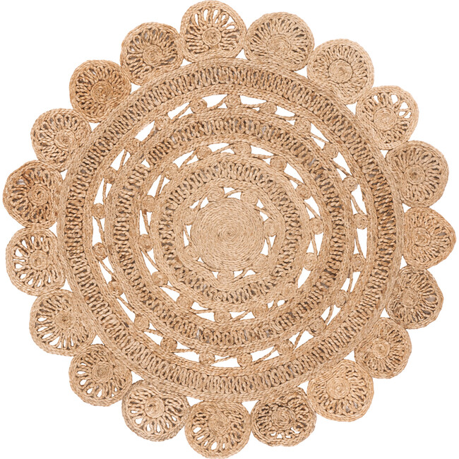 Maude Round Flatweave Rug, Natural