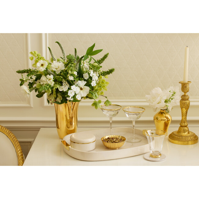 Gilded Clover Tall Vase, Gold - Vases - 3